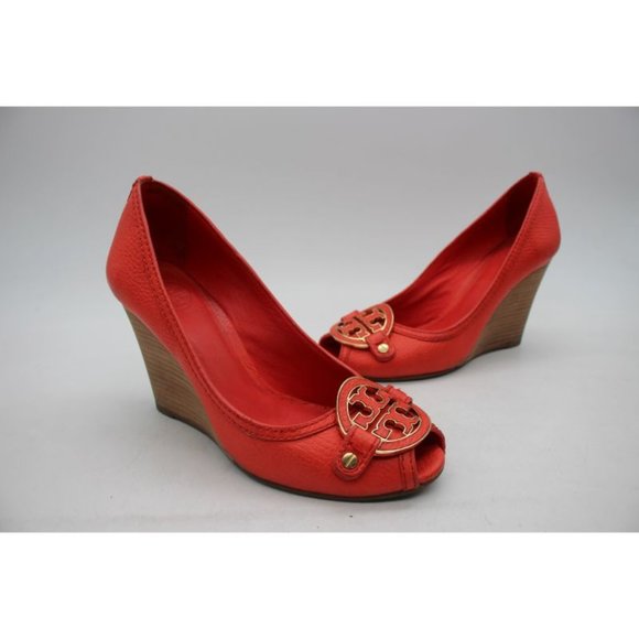 Tory Burch Shoes - Tory Burch Amanda Women’s Size 7.5 M  Leather High Wedge Open Toe Shoes